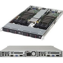 Supermicro - Système Barebone 1028TR-T (SYS-1028TR-T) | 1 uni. version rackable - Jeu de puces Intel C612, 2 Number of Node(s), Socket LGA 2011-v3, Supporte 2 processeurs | Mémoire supportée max. 512 Go DDR4 SDRAM DDR4-2 133/PC4-17 000, Contrôlleur supporté Serial ATA/600 RAID, ASPEED AST2400 intégré | 4 baies totales, 4 baies x 2,5 po, 1 emplacement d'expansion au total, Ethernet Gigabit, 1 x 1 000W PWS, E5-2600V3 1U RM