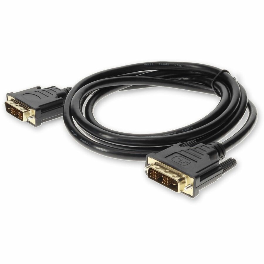 AddOn 6ft HP&reg; DC198A Compatible DVI-D Single Link (18+1 pin) Male to DVI-D Single Link (18+1 pin) Male Black Cable For Resolution Up to 1920x1200 (WUXGA)