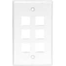 6PORT WALL PLATE, SINGLE GANG, WHITE
