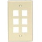 6PORT WALL PLATE, SINGLE GANG, IVORY