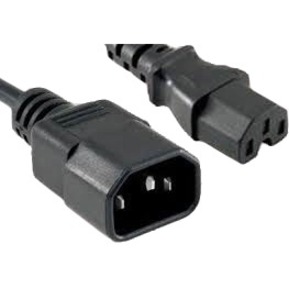POWER CORD C14 - C15, 14AWG, 15AMP, 250V, HEAVY DUTY SJT JACKET, BLACK, 3FT, C14