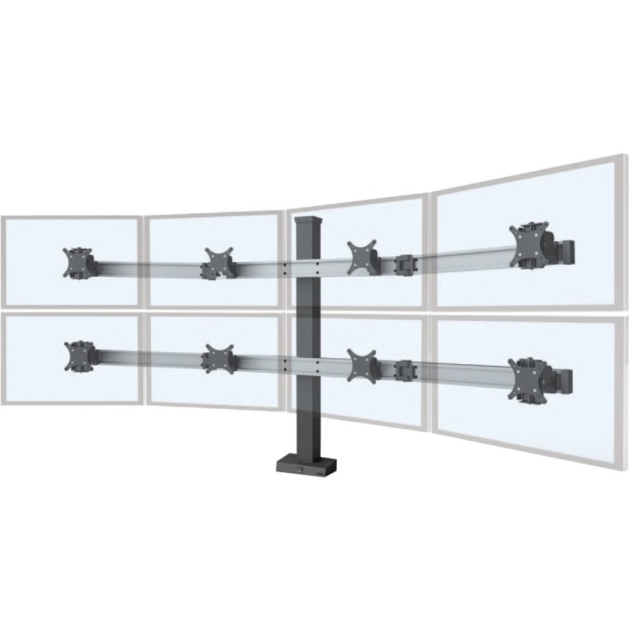 THE BILD 4 OVER 4 MONITOR MOUNT SUPPORTS UP TO EIGHT 24" MONITORS (30 LBS EACH)