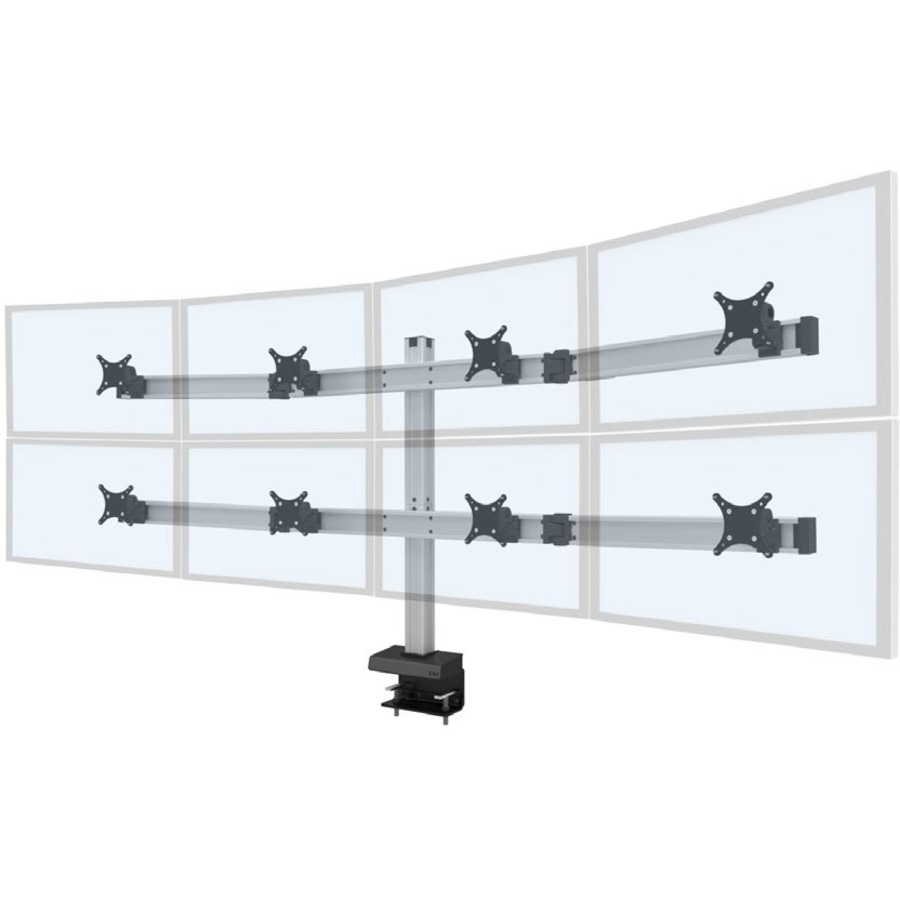 THE BILD 4 OVER 4 MONITOR MOUNT SUPPORTS UP TO EIGHT 24" MONITORS (30 LBS EACH)