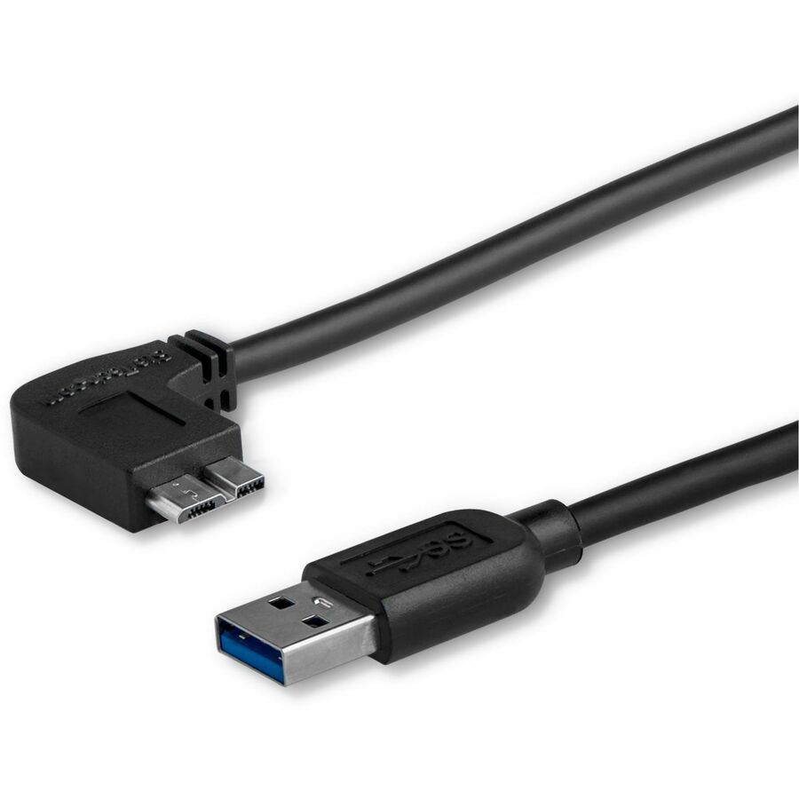 StarTech 1m 3 ft Slim Micro USB 3.0 (5Gbps) Cable - M/M - USB 3.0 A to Left-Angle Micro USB - USB 3.2 Gen 1