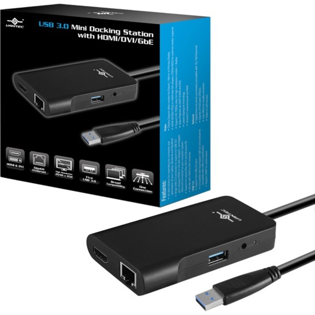 THE VANTEC USB 3.0 MINI DOCKING STATION WITH HDMI/DVI/GBE IS DESIGN TO BE QUICK