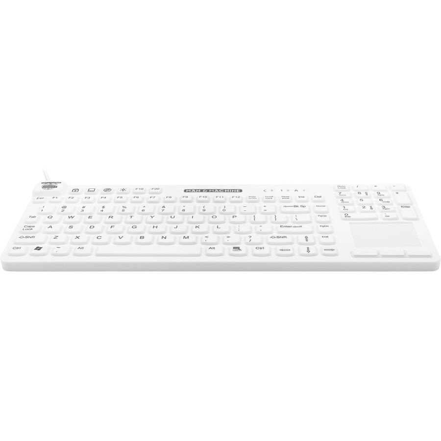 REALLYCOOL TOUCH KEYBOARD - HYGIENIC WHITE, USB, FULL-SIZE, WATERPROOF, SILICONE