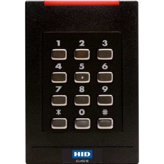 RDR, RK40, ICLASS, SE E, LF OFF, HF STD/SIO/SEOS/MA, WIEG, PIG, BLK, LED RED, FL