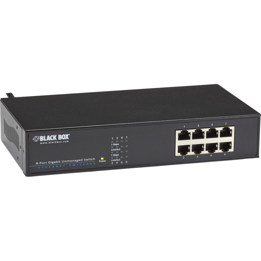 NEW BLACK BOX (LGB408A-R2157.27) 8 PORT 101001000 RJ 45 UNMANAGED SWITCH RACK-MO