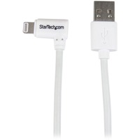 StarTech 3 ft Angled Lightning to USB Cable - White -  1 Pack - 1 x Type A Male USB - 1 x Lightning Male Proprietary Connector - Nickel Plated (USBLT1MWR)
