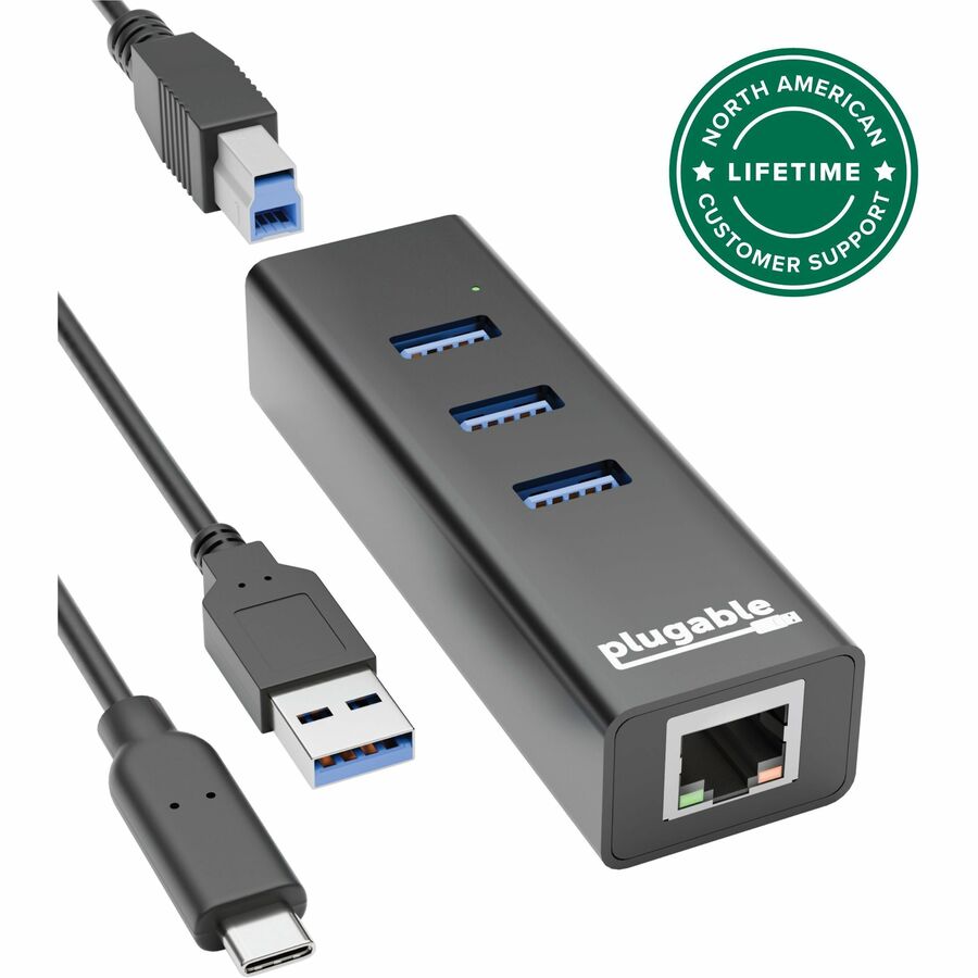 USB HUB WITH ETHERNET, 3 PORT USB 3 BUS POWERED HUB WITH GIGABIT ETHERNET COMPAT
