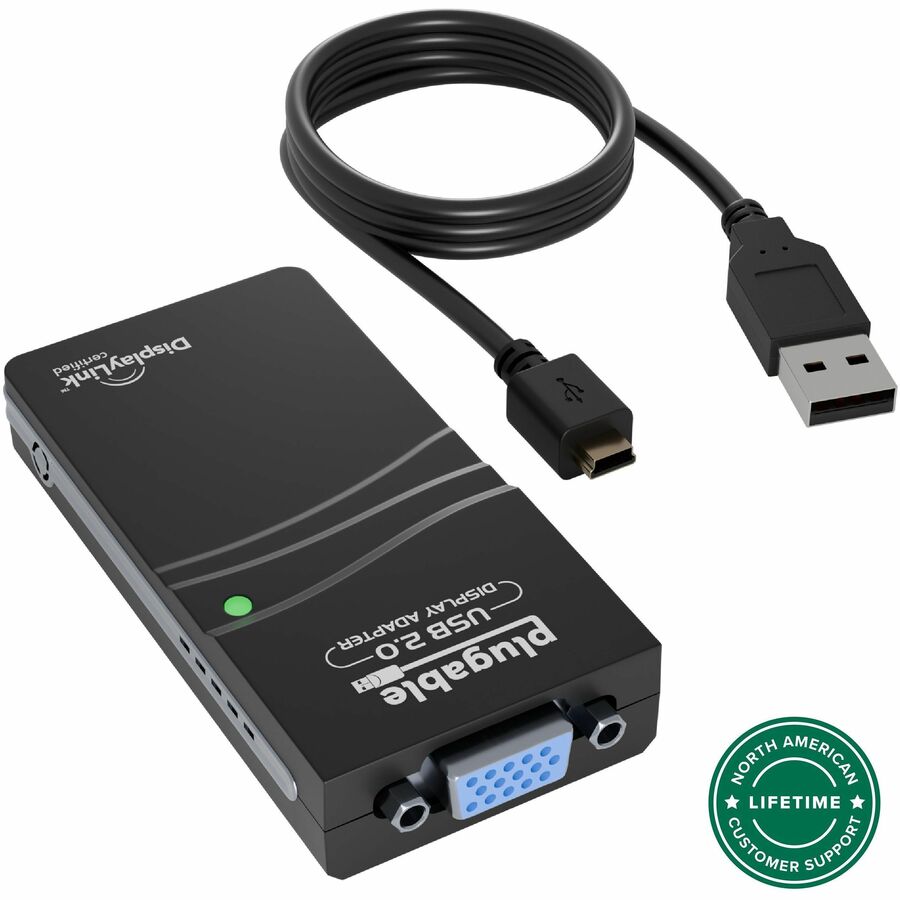 PLUGABLE USB 2.0 TO VGA VIDEO GRAPHICS ADAPTER FOR MULTIPLE MONITORS UP TO 1920X