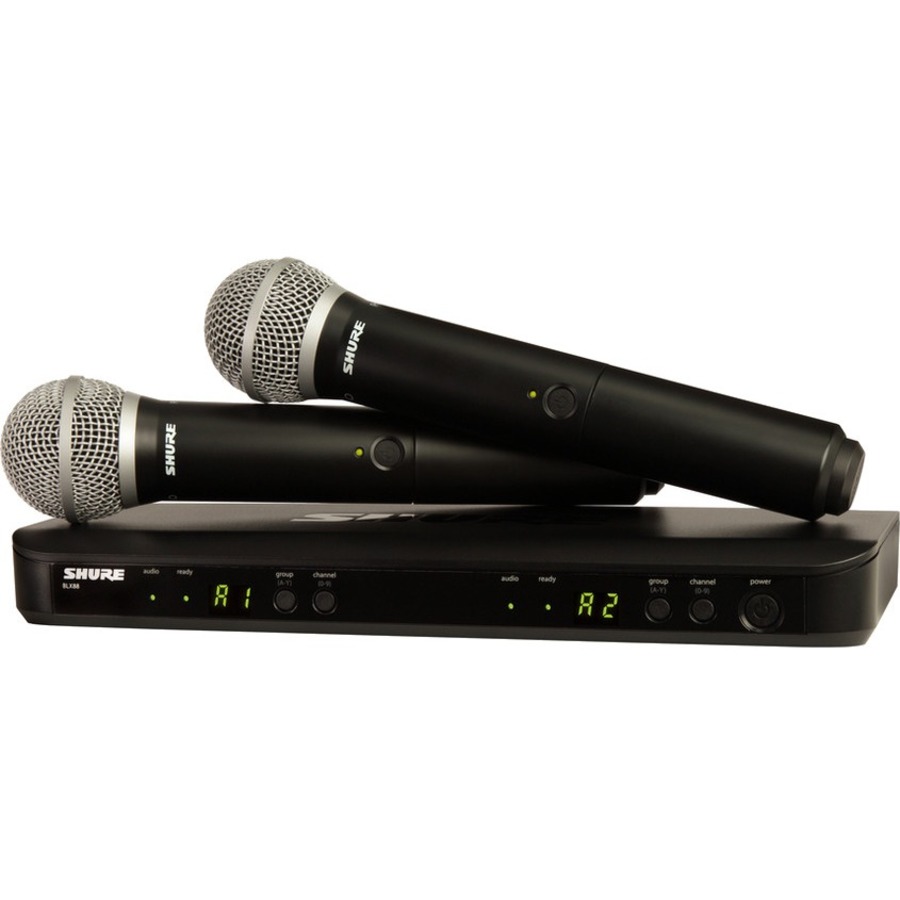 DUAL VOCAL SYSTEM WITH (1) BLX88 DUAL WIRELESS RECEIVER AND (2) BLX2 HANDHELD TR