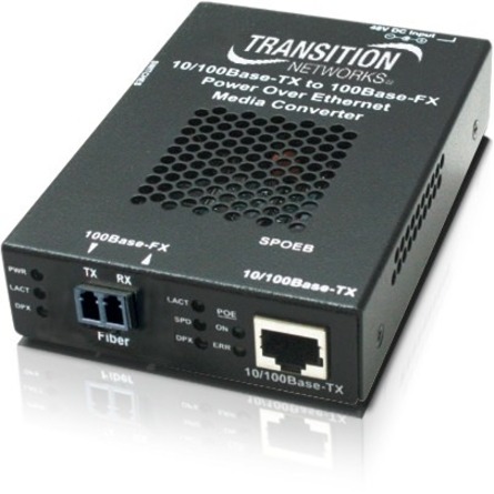 Lantronix SPOEB Series 10/100Base-TX PoE to 100Base-FX Multimode SC Media Converter (North America)