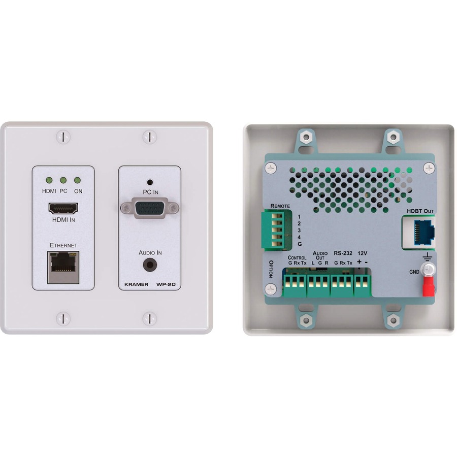 WP 20 IS A HIGH-PERFORMANCE, 4K, MULTI-FORMAT, WALL-PLATE SWITCHER AND TRANSMITT