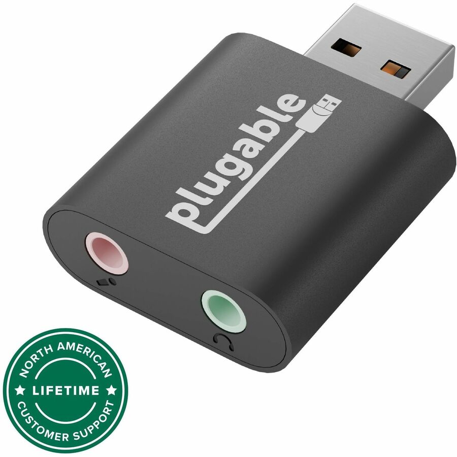 USB AUDIO ADAPTER WITH 3.5MM SPEAKER-HEADPHONE AND MICROPHONE JACK, ADD AN EXTER