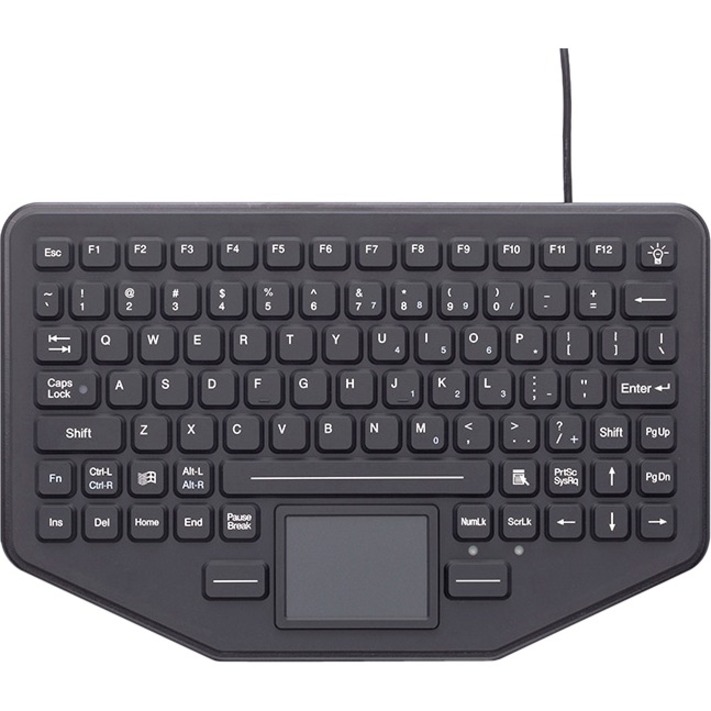 SKINNYBOARD MOBILE KEYBOARD WITH TOUCHPAD. 12 FUNCTION KEYS, RED BACKLIT KEYS, I