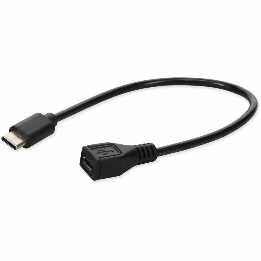 AddOn USB C 3.1 Male to Micro-USB B 2.0 Female Black Adapter