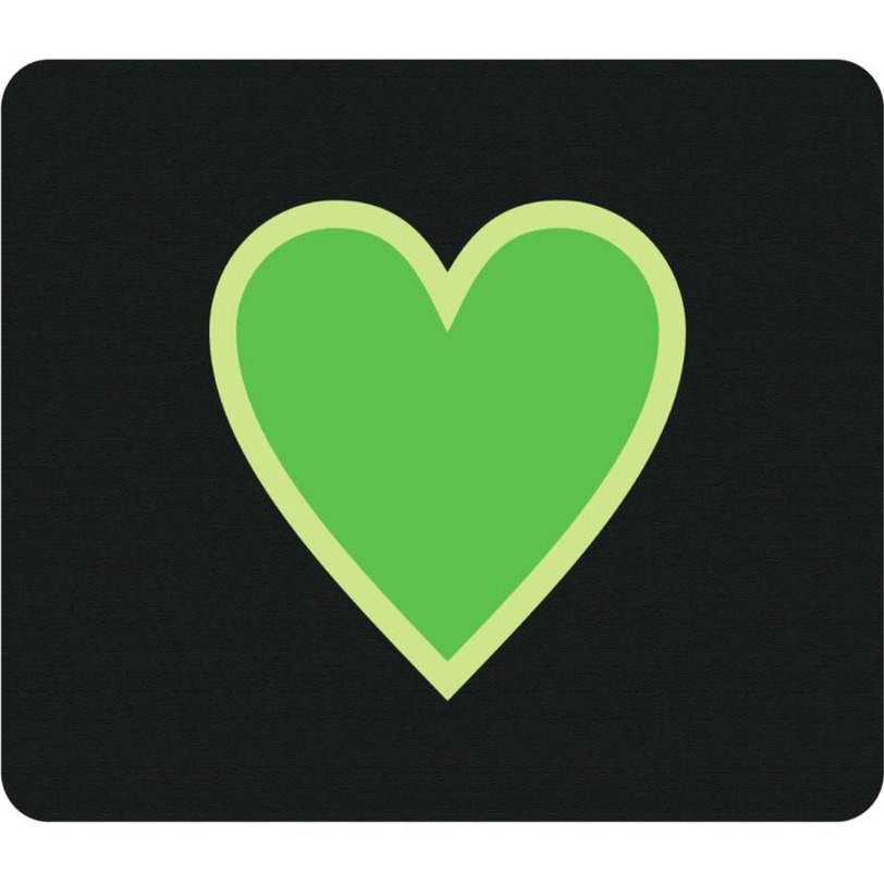 OTM CLASSIC PRINTS BLACK MOUSE PAD, HEART BEAT GREEN
