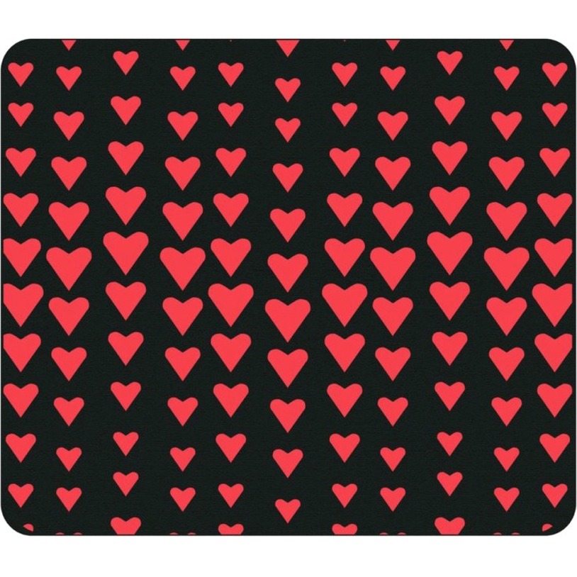 OTM CLASSIC PRINTS BLACK MOUSE PAD, FALLING RED HEARTS