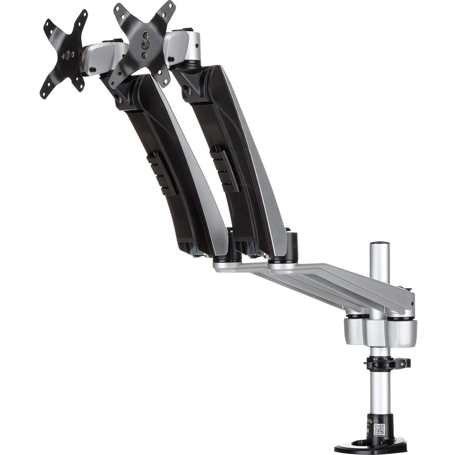 StarTech Dual Monitor Arm - One-Touch Height Adjustment - Interchangeable Arms with Articulation - 30" Screen Support - 20.05 kg Load Capacity - Black, Silver