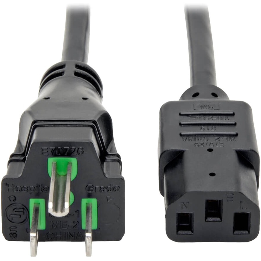 EATON TRIPP LITE SERIES HOSPITAL-GRADE POWER CORD, NEMA 5-15P TO C13 - GREEN DOT