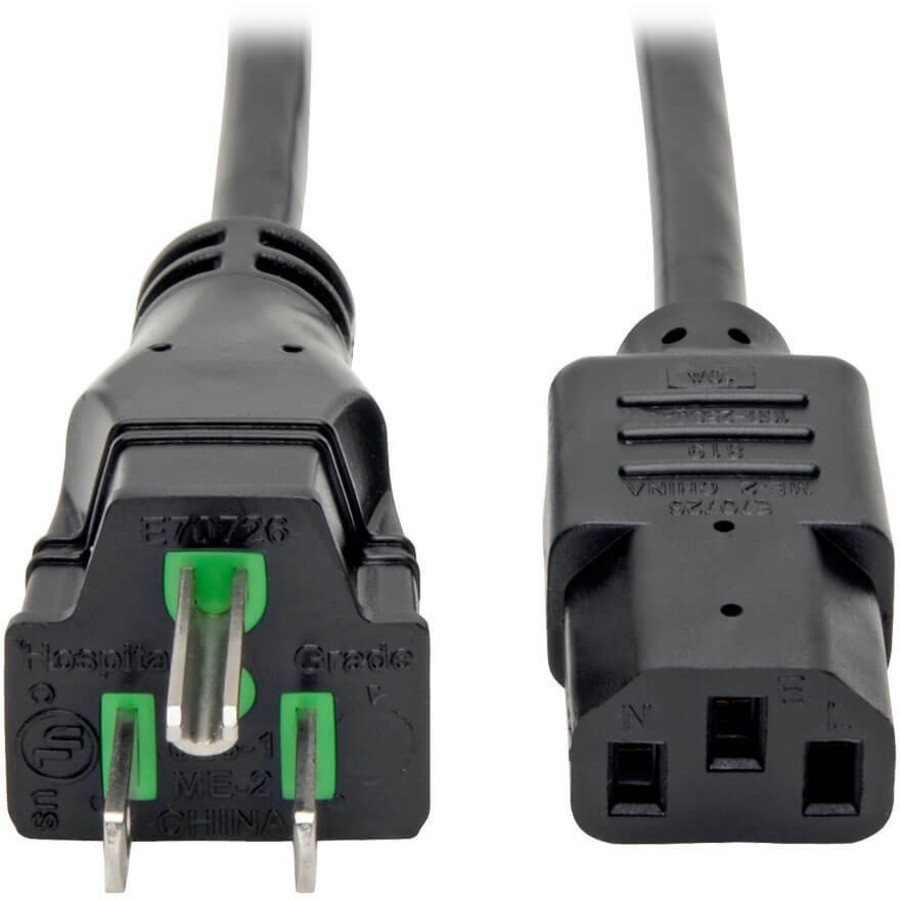EATON TRIPP LITE SERIES HOSPITAL-GRADE POWER CORD, NEMA 5-15P TO C13 - GREEN DOT