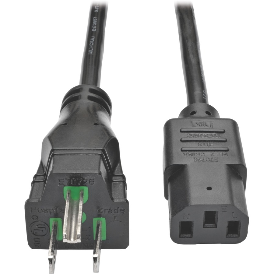 EATON TRIPP LITE SERIES HOSPITAL-GRADE POWER CORD, NEMA 5-15P TO C13 - GREEN DOT