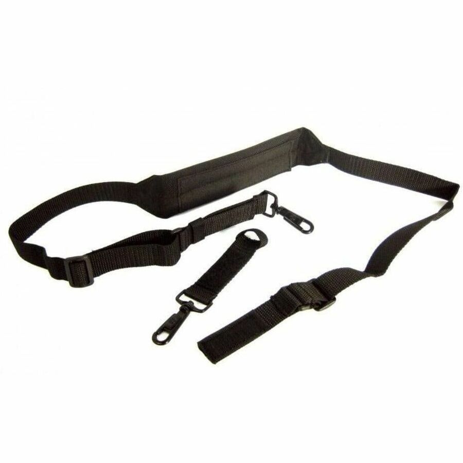SHOULDER STRAP, BREAK-AWAY, BLACK NYLON, ADJUSTABLE TO 56 INCHES. SAFETY RELEASE