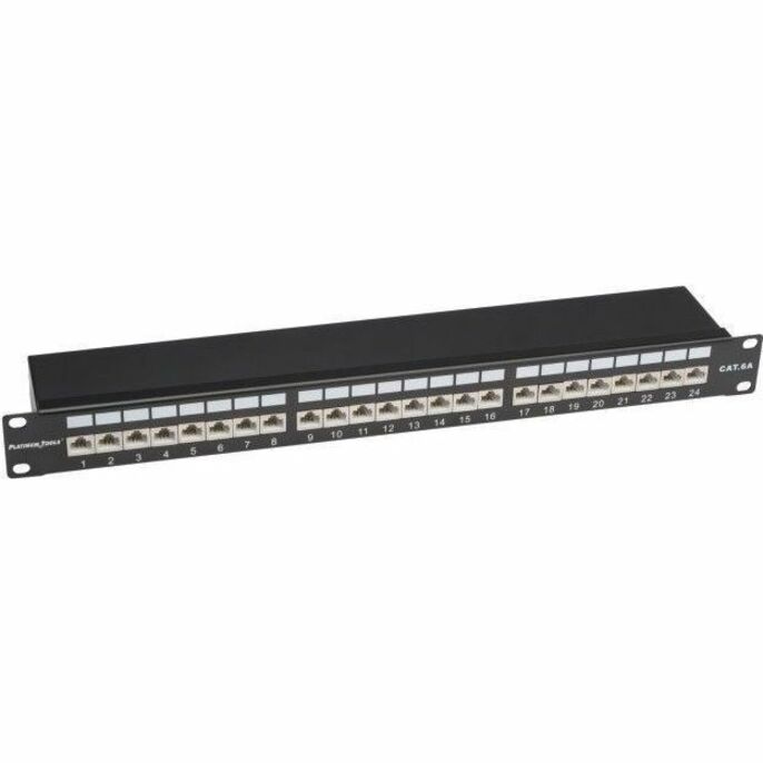 RACKMOUNT PATCH PANEL, 24 PORT PREPOPULATED WITH SHIELDED CAT6A 110 PUNCH