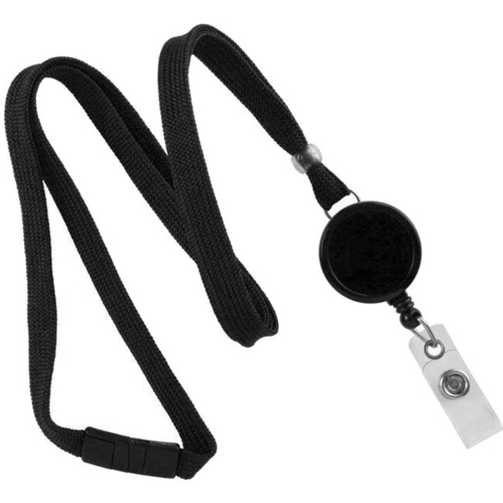 BLACK 3/8 BREAKAWAY LANYARD WITH BADGE REEL
