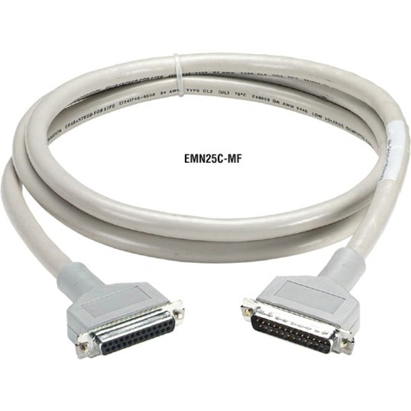 RS232 DOUBLE SHIELDED EXTENDED DISTANCE QUIET CABLE - DB25, MOLDED HOOD, MALE/FE