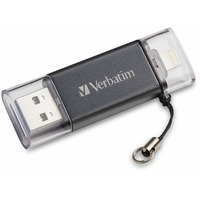 Verbatim 16GB Store 'n' Go Flash Drive - 16 GB - USB 3.0, Lightning - Graphite - Lifetime Warranty - 1 Each