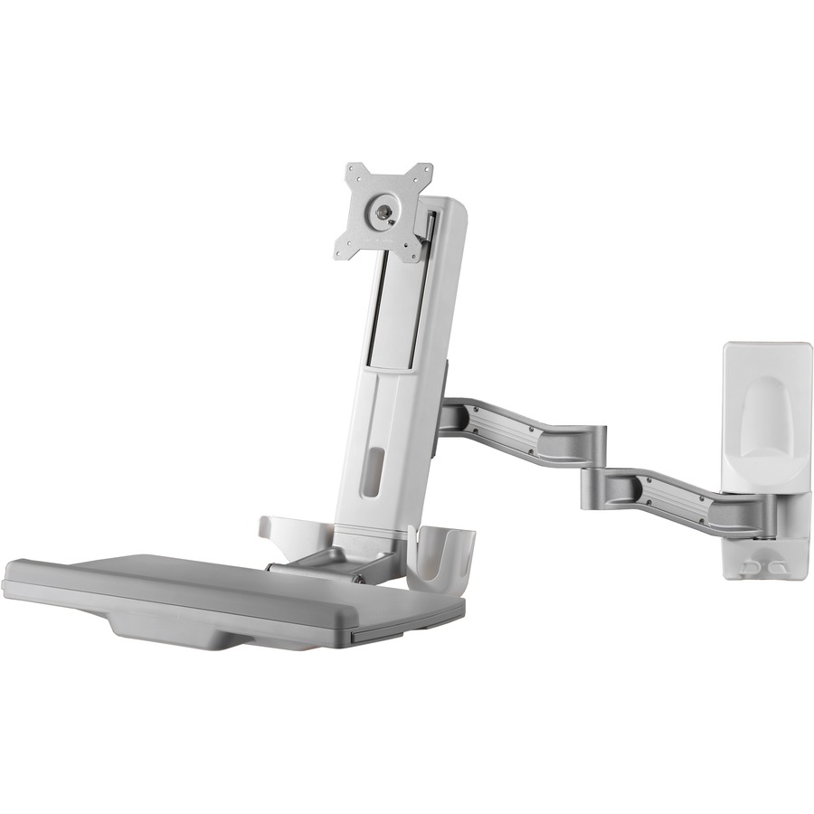 EXTENDED SIT STAND WALL MOUNTED WORKSTATION SYSTEM. FEATURES INCLUDE TILT,SWIVEL