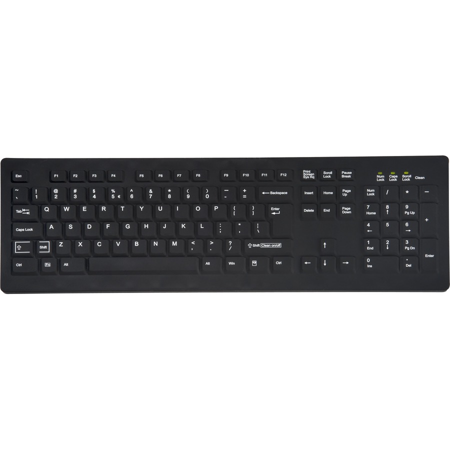 CLEANABLE SEALED WHITE KEYBOARD; 104 KEY WITHSTANDS HOSPITAL GRADE CLEANERS AND
