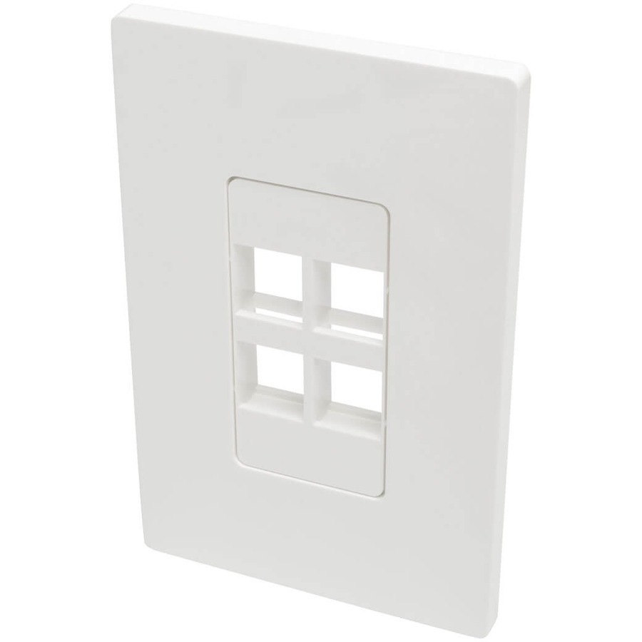4-Port Keystone Single-Gang Faceplate, White, Taa