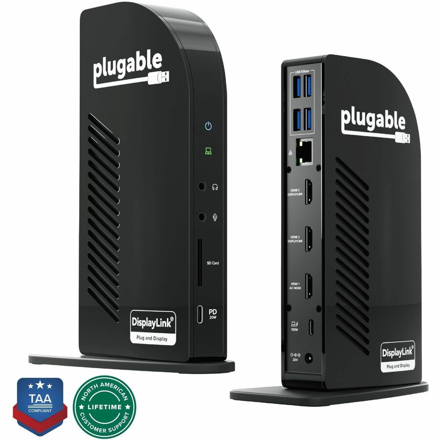 PLUGABLE USB-C TRIPLE MONITOR DOCKING STATION, 100W, WINDOWS, MAC, CHROME (3X HD