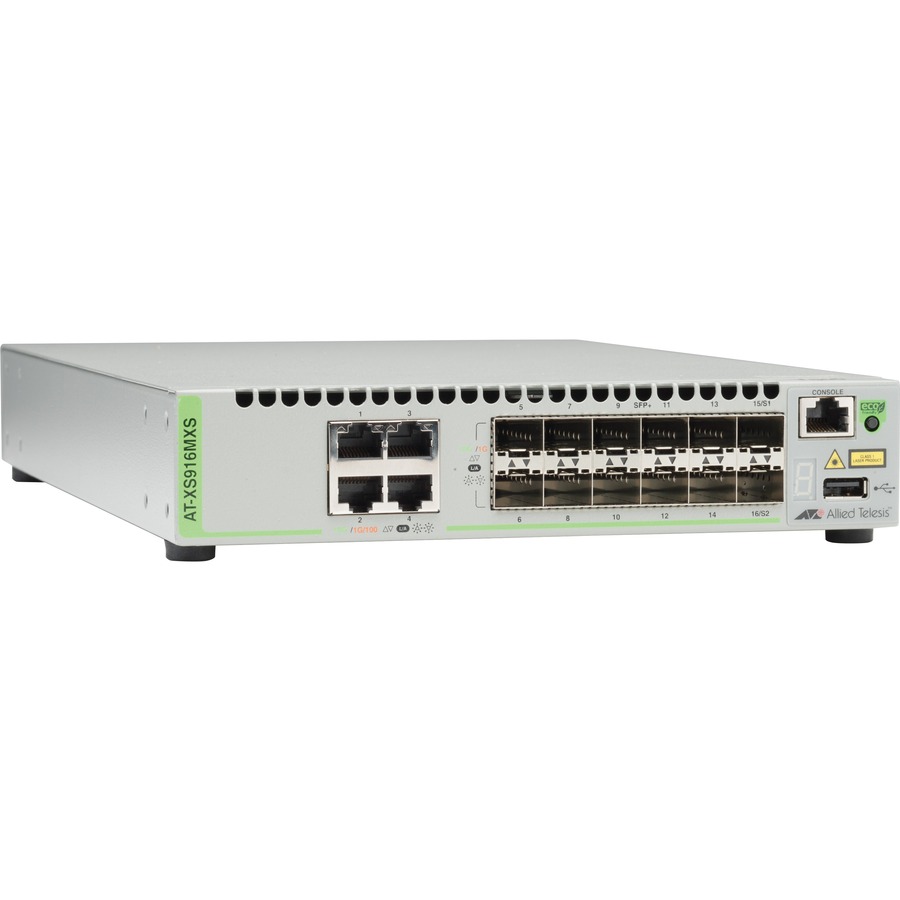 16-PORT STACKABLE 10 GIGABIT SWITCH, WITH 12 X SFP+, AND 4 X 100/1000/10G BASE-T