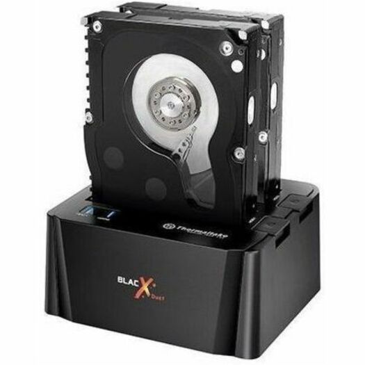 THE THERMALTAKE BLACX DUET DOCKING STATION PROVIDES READ AND WRITE OF TWO DRIVES
