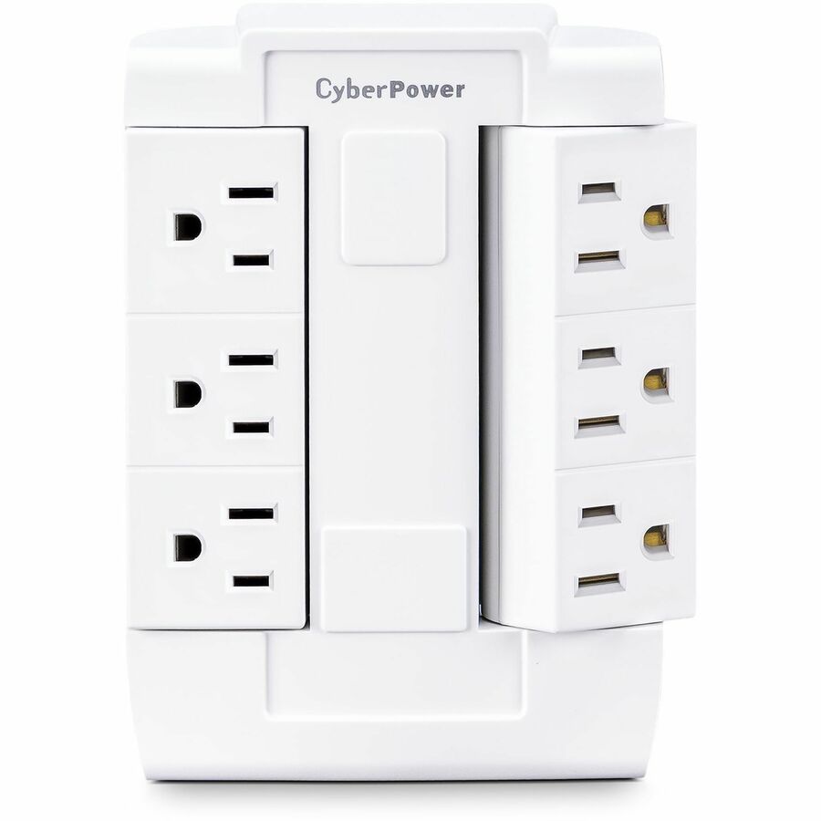 EXPANDS TWO GROUNDED OUTLETS INTO SIX GROUNDED, SWIVEL OUTLETS.