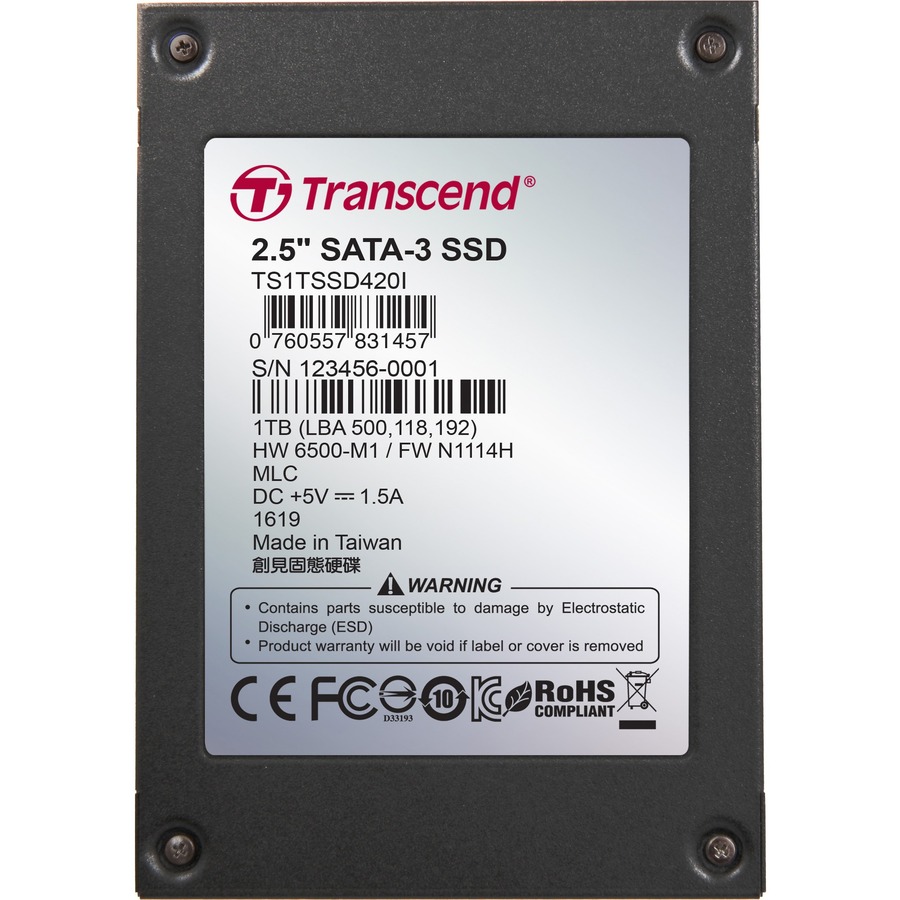 TRANSCEND 1TB, 2.5IN SSD, SATA3, MLC, WIDE TEMP - COMPLIANT WITH ROHS 2.0 STANDA