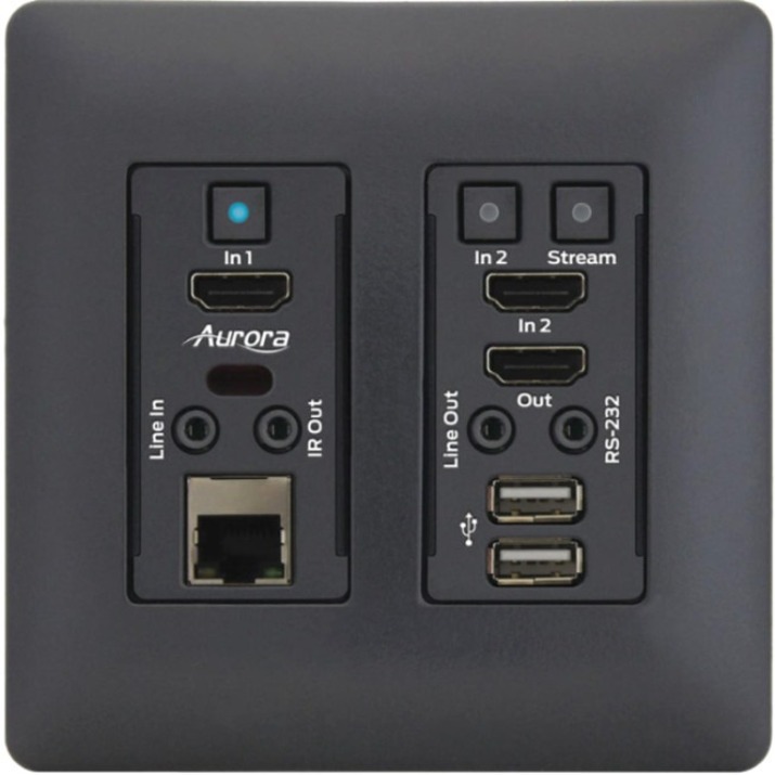 4K 1GBPS AV-OVER-IP TRANSCEIVER WALL PLATE (DUAL HDMI INPUTS, BLACK) - VIDEOWALL