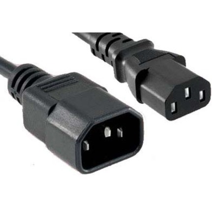 ENET C13 TO C14 6FT BLACK POWER EXTENSION CORD / CABLE 250V 18 AWG 10A NEMA IEC-