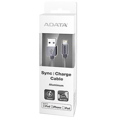 ADATA Sync & Charge Lightning Nylon Braided Cable Aluminum 3.28 ft Titanium (AMFIAL-100CMK-CTI)