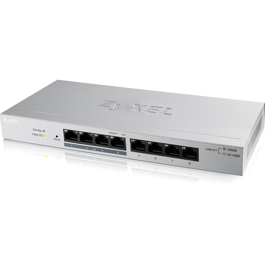 Fanless 8 Port Gbe PoE Plus