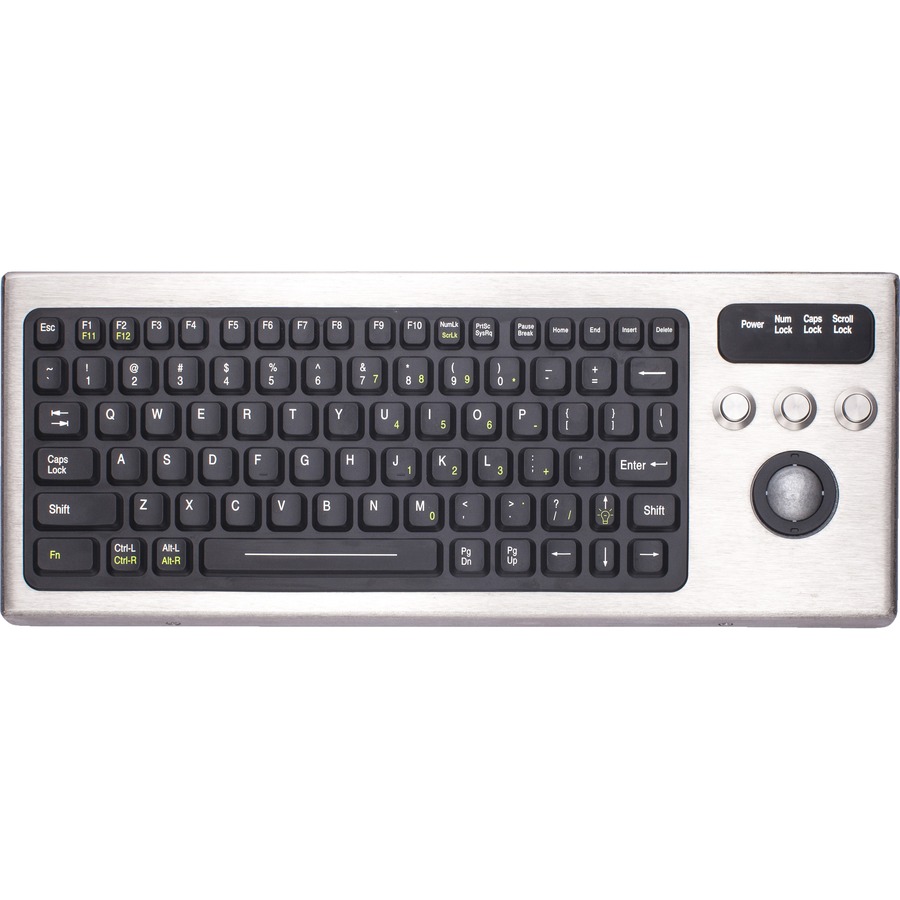KEYBOARD WITH INTEGRATED TRACKBALL - THE DBL-810-TB FEATURES INTEGRATED GREEN LE