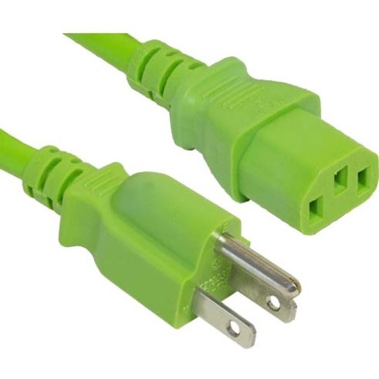 5-15P TO C13 2FT GREEN POWER CORD