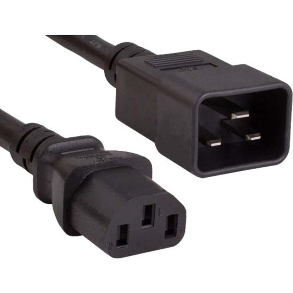 C13 to C20 6ft Black Power Cord