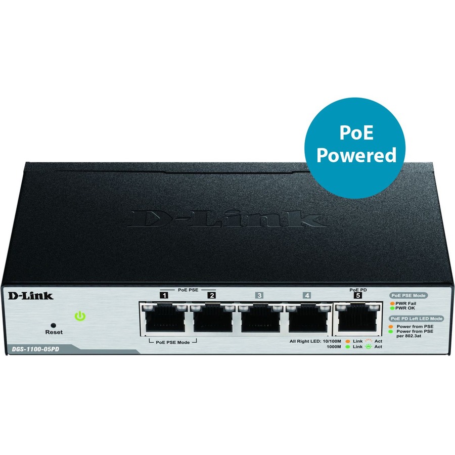 D-Link Entreprise (DGS-1100-05PD) Commutateur intelligent géré avec 5 ports Gigabit PoE