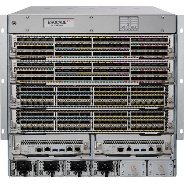 SLX 9850 8-SLOT CHASSIS WITH 1 MANAGEMENT MODULE 5 SWITCH FABRIC MODULES 4 3000W