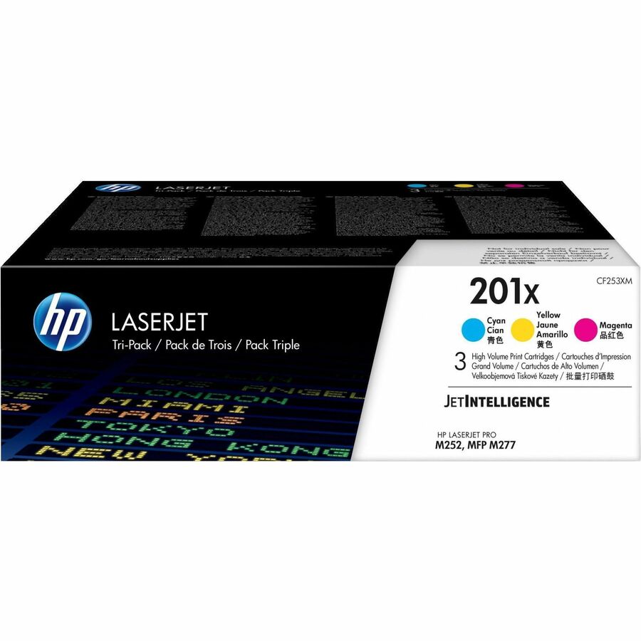 HP 201X (CF253XM) Original High Yield Laser Toner Cartridge - Cyan, Magenta, Yellow - 1 Carton